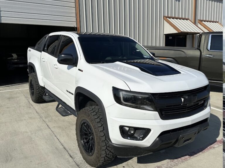 White Chevy Colorado came to Next Gen Auto Hail Repair for some PDR in Fort Worth and it looks great! The owner found out How Paintless Dent Repair Works and was able to make an informed decision that saved them time and money.